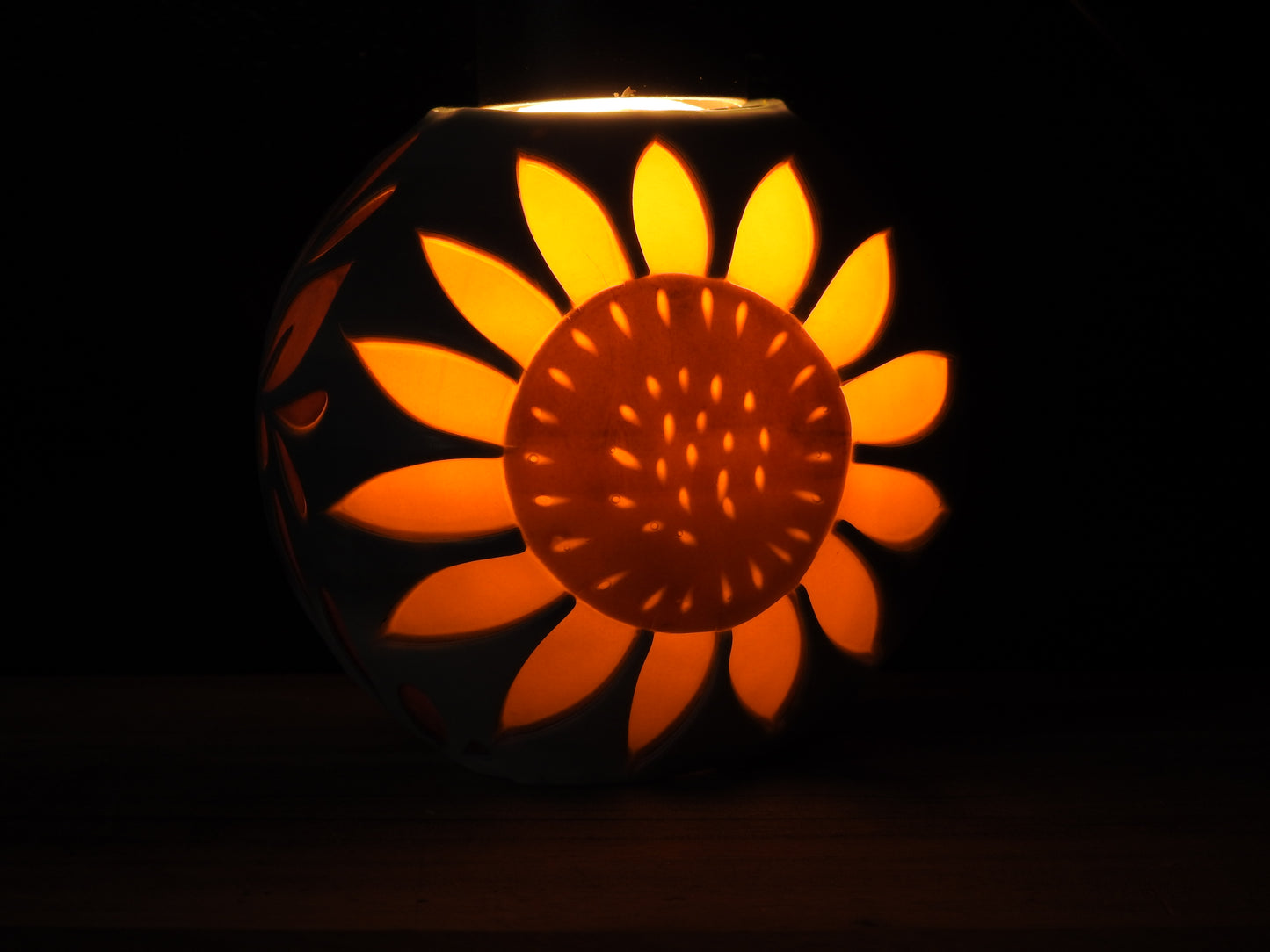 hand carved sunflower candle