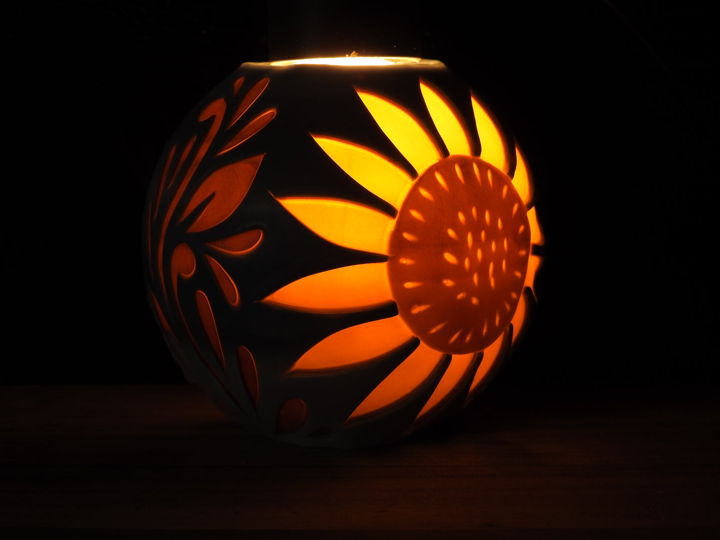 hand carved sunflower candle